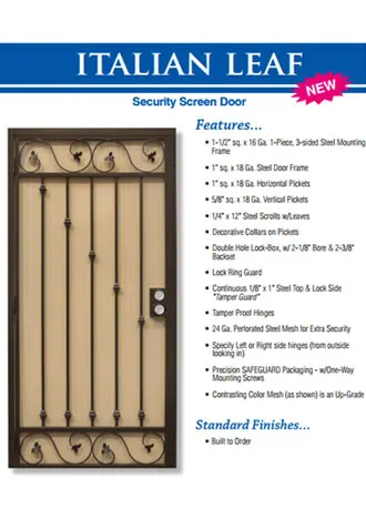 Decorative Security Screen Doors